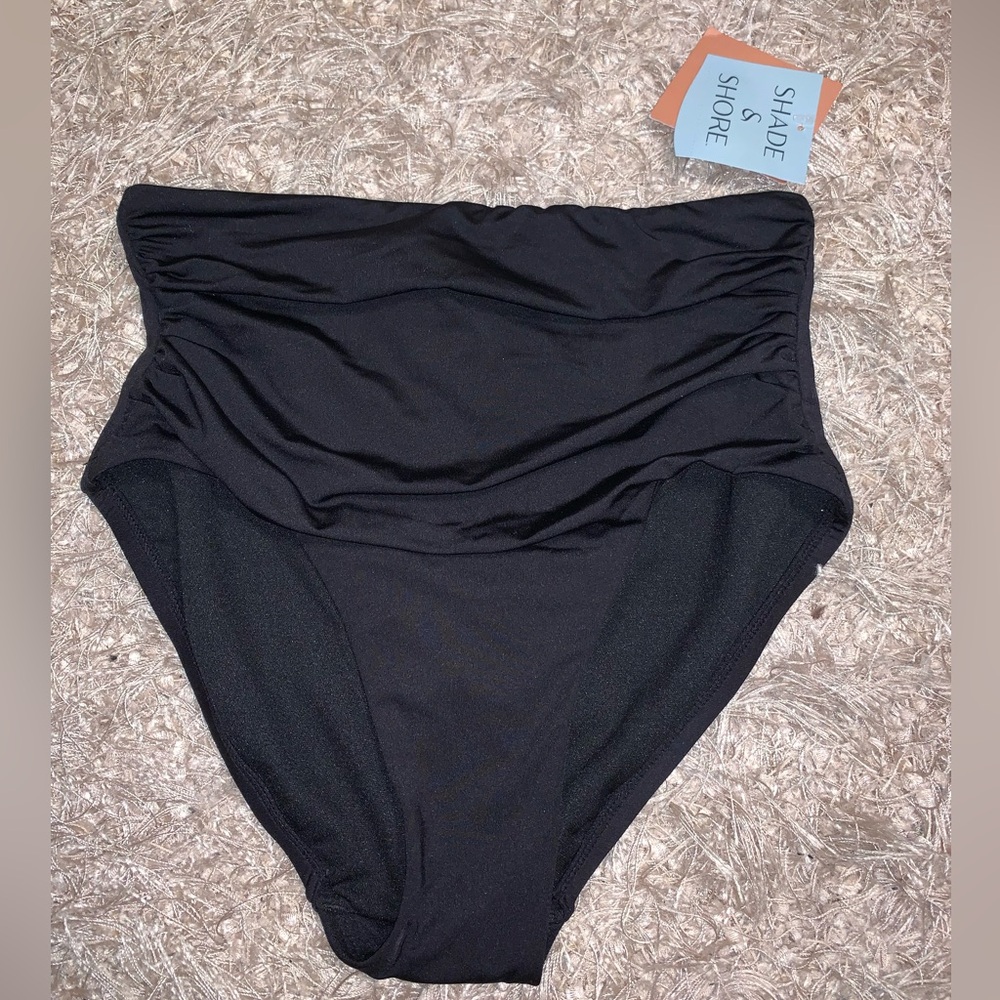 Shade & Shore Elegant Black High Rise Bikini Bottom size S (4/6) NWT